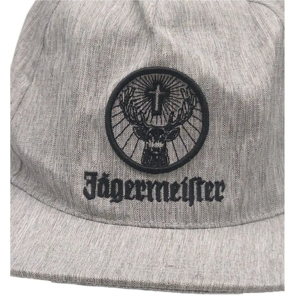 Jagermeister Embroidered Deer Logo Hat Snapback Baseball Cap Gray Black One Size